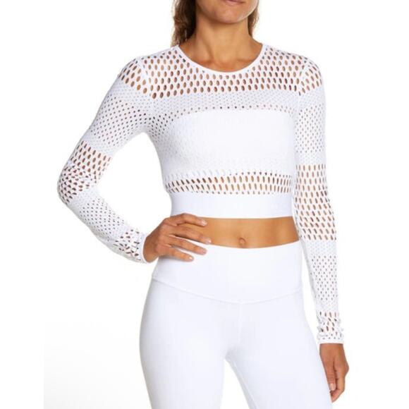 ALO Yoga Haute Girl Summer Mesh Long Sleeve Top XS - Picture 1 of 5
